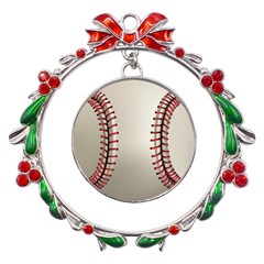 Baseball Metal X mas Wreath Ribbon Ornament by Ket1n9