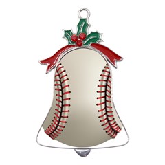 Baseball Metal Holly Leaf Bell Ornament by Ket1n9