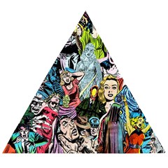 Vintage Horror Collage Pattern Wooden Puzzle Triangle by Ket1n9