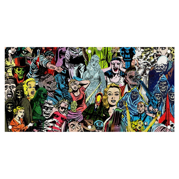 Vintage Horror Collage Pattern Banner and Sign 4  x 2 