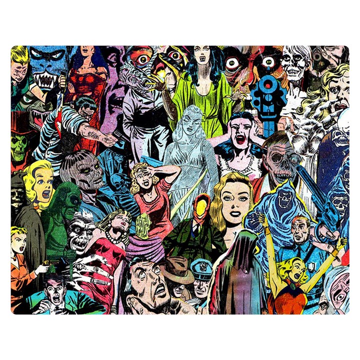 Vintage Horror Collage Pattern Premium Plush Fleece Blanket (Medium)