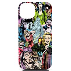 Vintage Horror Collage Pattern Iphone 14 Black Uv Print Case by Ket1n9