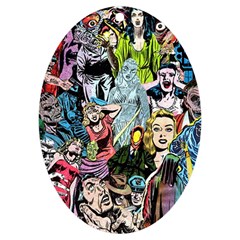 Vintage Horror Collage Pattern Uv Print Acrylic Ornament Oval by Ket1n9