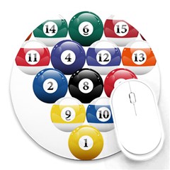 Racked Billiard Pool Balls Round Mousepad by Ket1n9