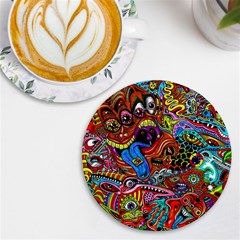 Art Color Dark Detail Monsters Psychedelic Uv Print Round Tile Coaster by Ket1n9