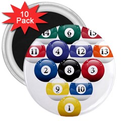 Racked Billiard Pool Balls 3  Magnets (10 Pack)  by Ket1n9