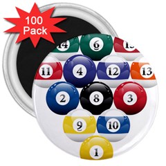 Racked Billiard Pool Balls 3  Magnets (100 Pack) by Ket1n9