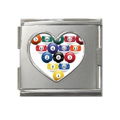 Racked Billiard Pool Balls Mega Link Heart Italian Charm (18mm) by Ket1n9