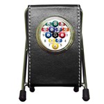 Racked Billiard Pool Balls Pen Holder Desk Clock Front