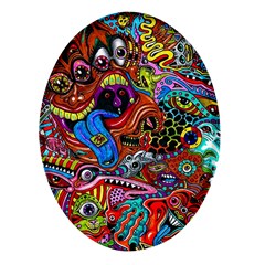 Art Color Dark Detail Monsters Psychedelic Oval Glass Fridge Magnet (4 Pack) by Ket1n9