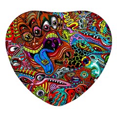 Art Color Dark Detail Monsters Psychedelic Heart Glass Fridge Magnet (4 Pack) by Ket1n9