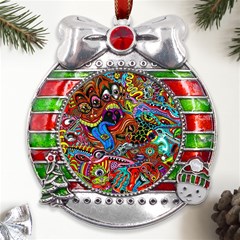 Art Color Dark Detail Monsters Psychedelic Metal X mas Ribbon With Red Crystal Round Ornament by Ket1n9