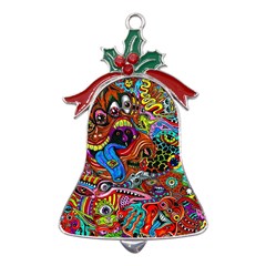 Art Color Dark Detail Monsters Psychedelic Metal Holly Leaf Bell Ornament by Ket1n9