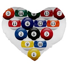 Racked Billiard Pool Balls Large 19  Premium Flano Heart Shape Cushions by Ket1n9