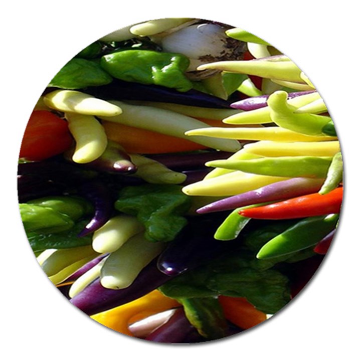 Bright Peppers Magnet 5  (Round)