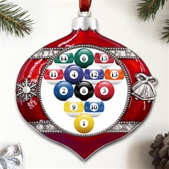 Racked Billiard Pool Balls Metal Snowflake And Bell Red Ornament by Ket1n9