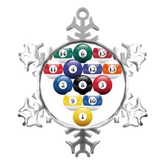 Racked Billiard Pool Balls Metal Small Snowflake Ornament by Ket1n9