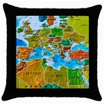 World Map Throw Pillow Case (Black) Front