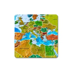 World Map Square Magnet by Ket1n9