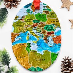 World Map Oval Ornament (two Sides) by Ket1n9