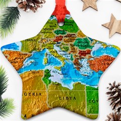 World Map Star Ornament (two Sides) by Ket1n9