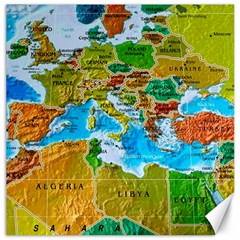 World Map Canvas 16  X 16  by Ket1n9