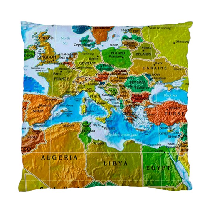 World Map Standard Cushion Case (One Side)