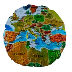 World Map Large 18  Premium Flano Round Cushions by Ket1n9