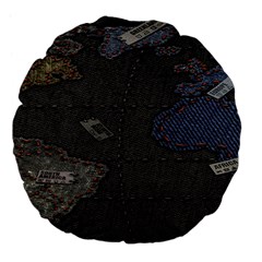 World Map Large 18  Premium Flano Round Cushions by Ket1n9