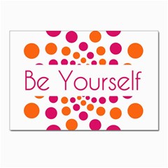 Be Yourself Pink Orange Dots Circular Postcard 4 x 6  (pkg Of 10) by Ket1n9