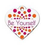 Be Yourself Pink Orange Dots Circular Dog Tag Heart (Two Sides) Front