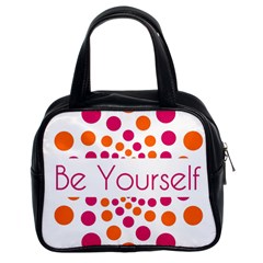 Be Yourself Pink Orange Dots Circular Classic Handbag (two Sides) by Ket1n9