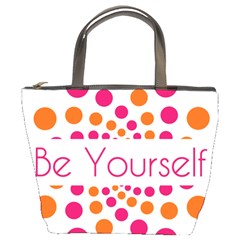 Be Yourself Pink Orange Dots Circular Bucket Bag by Ket1n9