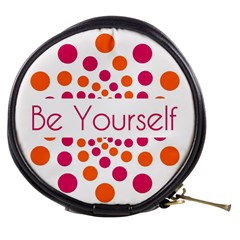 Be Yourself Pink Orange Dots Circular Mini Makeup Bag by Ket1n9