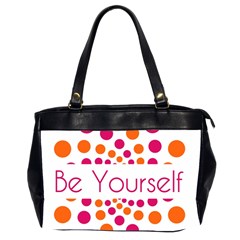 Be Yourself Pink Orange Dots Circular Oversize Office Handbag (2 Sides) by Ket1n9