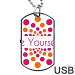 Be Yourself Pink Orange Dots Circular Dog Tag USB Flash (Two Sides) Front