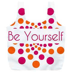 Be Yourself Pink Orange Dots Circular Full Print Recycle Bag (xl) by Ket1n9