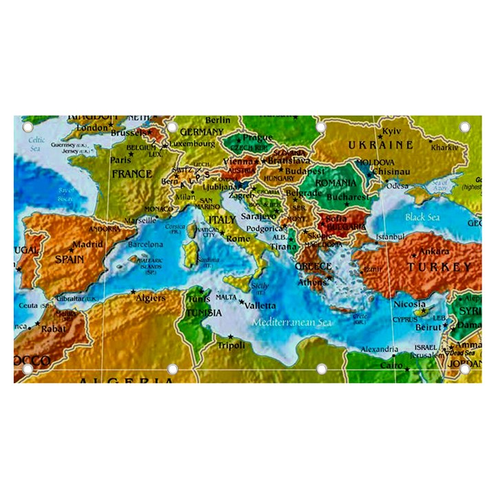 World Map Banner and Sign 7  x 4 