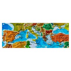 World Map Banner And Sign 8  X 3  by Ket1n9