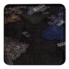 World Map Square Glass Fridge Magnet (4 Pack) by Ket1n9