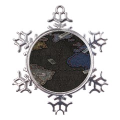 World Map Metal Large Snowflake Ornament by Ket1n9