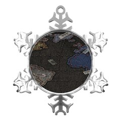 World Map Metal Small Snowflake Ornament by Ket1n9