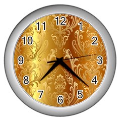 Golden Pattern Vintage Gradient Vector Wall Clock (silver) by Ket1n9