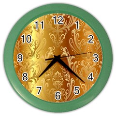 Golden Pattern Vintage Gradient Vector Color Wall Clock by Ket1n9