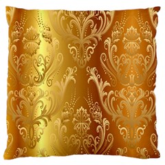 Golden Pattern Vintage Gradient Vector Large Premium Plush Fleece Cushion Case (two Sides) by Ket1n9