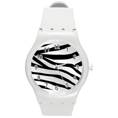 White Tiger Skin Round Plastic Sport Watch (m) by Ket1n9