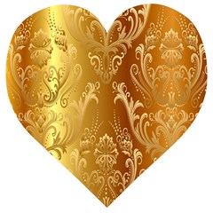 Golden Pattern Vintage Gradient Vector Wooden Puzzle Heart by Ket1n9