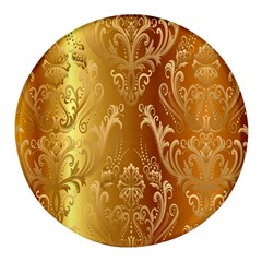 Golden Pattern Vintage Gradient Vector Round Glass Fridge Magnet (4 Pack)