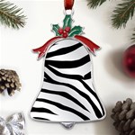 White Tiger Skin Metal Holly Leaf Bell Ornament Front