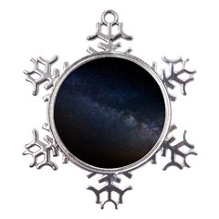 Cosmos Dark Hd Wallpaper Milky Way Metal Large Snowflake Ornament by Ket1n9